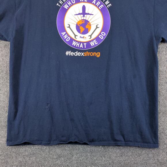 FedEx Strong T Shirt Mens Size 2XL Blue Big Logo Graphic Who We Are - Picture 8 of 16